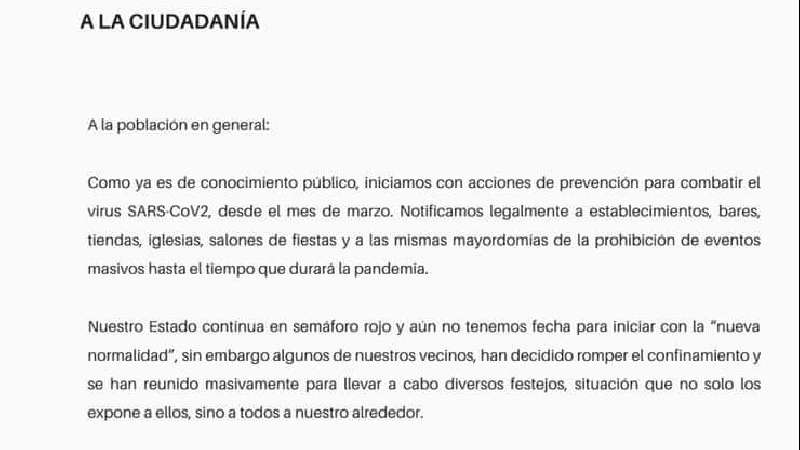 Habrá denuncias penales en Ixtenco para quien realice reuniones masivas