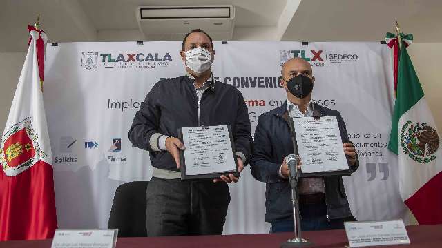Signan Sedeco y patronato para las exposiciones y ferias en la ciudad de Tlaxcala convenio para uso de firma electrónica