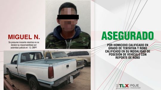 Asegura PGJE a sujeto que disparó un arma de fuego en contra de oficiales de la policía de investigación