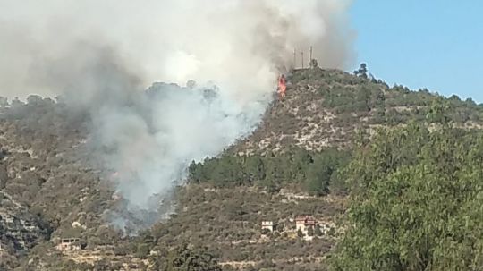 Se quema el cerro El Ostol en Tizatlán