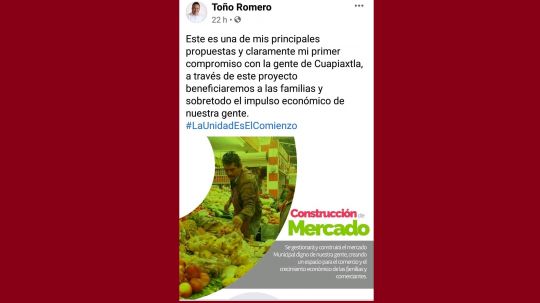 Creación de mercado en Cuapiaxtla, propone Antonio Romero