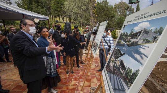 Alejandra Frausto y Marco Mena encabezan arranque de construcción del museo de sitio de Xochitécatl