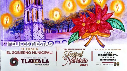 Ilustra artista visual tlaxcalteca postales del Festival Navideño en Tlaxcala Capital 2021