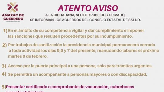 En Amaxac alcaldesa cierra la puerta de presidencia a quienes no lleven careta, cubrebocas y certificado de vacunación