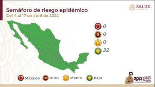 Tlaxcala seguirá en semáforo epidemiológico en color verde del 4 al 17 de abril