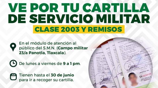 Informa ayuntamiento de Huamantla sobre entrega de cartillas del servicio militar