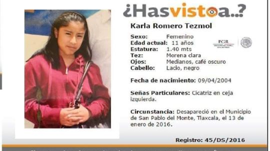 Karla Romero Tezmol, quien visibilizó las desapariciones en Tlaxcala, cumple 7 años sin estar en casa 