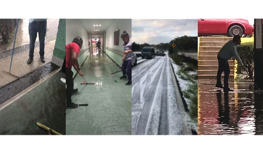 Hospital de Tzompantepec se inunda por tromba, cae también la techumbre de una escuela 