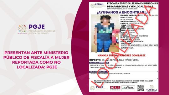 Presentan ante ministerio público de fiscalía a mujer reportada como no localizada: PGJE