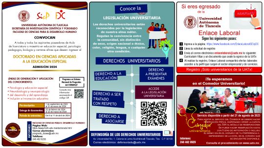 Cartelera de la Universidad Autónoma de Tlaxcala al jueves 14 de diciembre de 2023