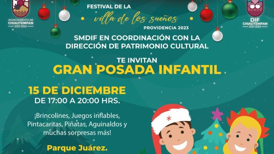 Este viernes habrá eventos navideños y la gran posada infantil en Chiautempan