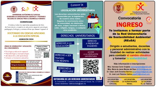Cartelera de la Universidad Autónoma de Tlaxcala al lunes 18 de diciembre de 2023