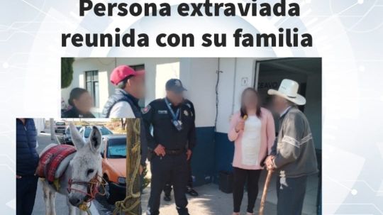 Reúne policía de Huamantla a adulto mayor extraviado con su familia