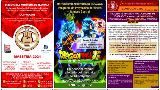Cartelera de la Universidad Autónoma de Tlaxcala al lunes 25 de marzo