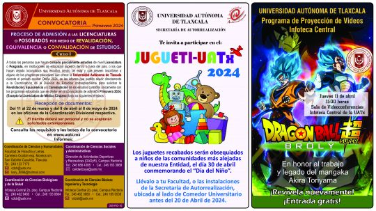 Cartelera de la Universidad Autónoma de Tlaxcala al martes 26 de marzo de 2024