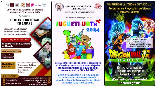 Cartelera de la Universidad Autónoma de Tlaxcala al viernes 29 de marzo de 2024