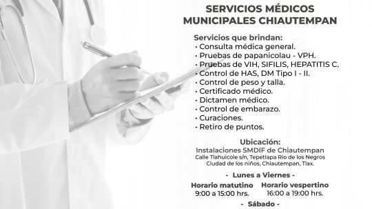 Ayuntamiento de Chiautempan y SMDIF invitan a los servicios médicos municipales