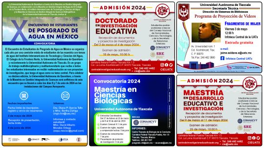 Cartelera de la Universidad Autónoma de Tlaxcala al lunes 29 de abril