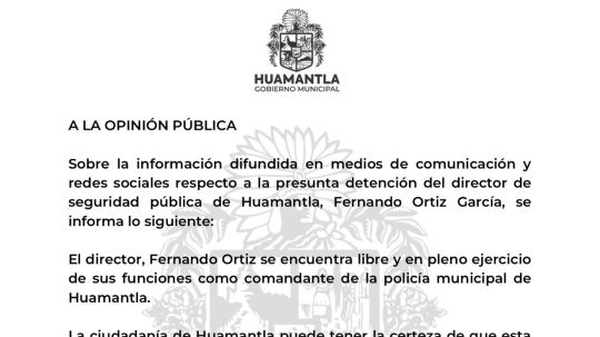 Desmienten detención de director de seguridad de Huamantla