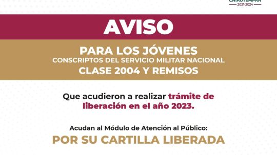 Ayuntamiento de Chiautempan y la Sedena informan sobre trámites de liberación clase 2004