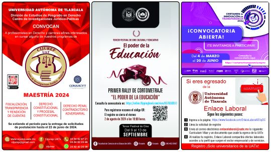 Cartelera de la Universidad Autónoma de Tlaxcala al jueves 20 de junio de 2024