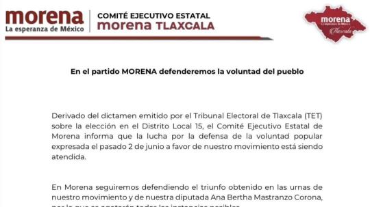 Morena dice que defenderá triunfo en distrito 15