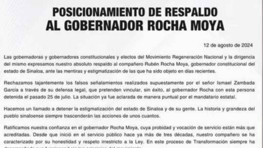 Lorena respalda a gobernador de Sinaloa acusado de tener nexos con el narco