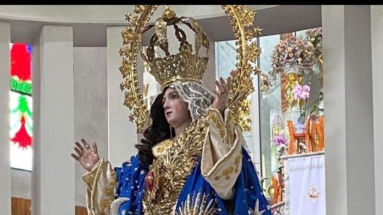 Carlos Rivera dona vestido a la virgen de La Caridad; es uno de los más hermosos que ha tenido, dicen huamantlecos