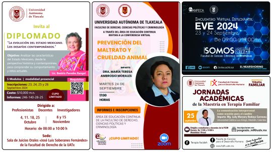 Cartelera de la Universidad Autónoma de Tlaxcala al martes 24 de septiembre de 2024