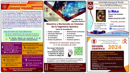 Cartelera de la Universidad Autónoma de Tlaxcala al martes 5 de noviembre de 2024