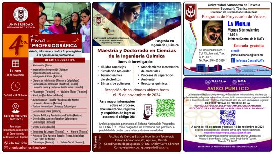 Cartelera de la Universidad Autónoma de Tlaxcala al viernes 8 de noviembre