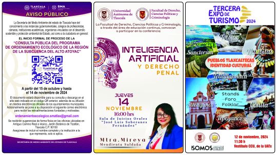 Cartelera de la Universidad Autónoma de Tlaxcala al martes 11 de noviembre