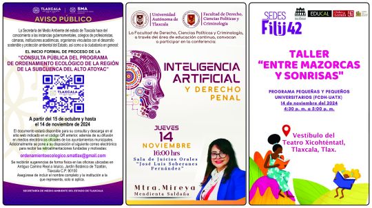 Cartelera de la Universidad Autónoma de Tlaxcala al miércoles 13 de noviembre de 2024