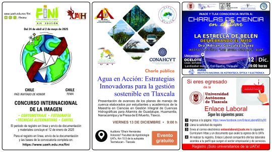 Cartelera de la Universidad Autónoma de Tlaxcala al jueves 12 de diciembre