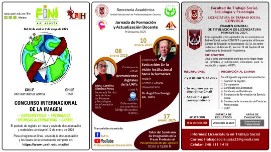 Cartelera de la Universidad Autónoma de Tlaxcala al lunes 6 de enero de 2025