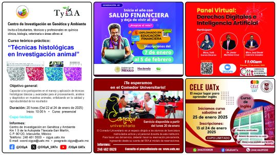 Cartelera de la Universidad Autónoma de Tlaxcala al viernes 17 de enero de 2024