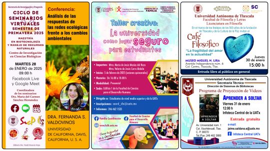 Cartelera de la Universidad Autónoma de Tlaxcala al lunes 27 de enero de 2025