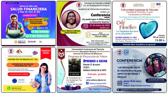 Cartelera de la Universidad Autónoma de Tlaxcala al jueves 30 de enero de 2025