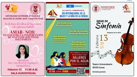 Cartelera de la Universidad Autónoma de Tlaxcala al jueves 13 de febrero de 2025