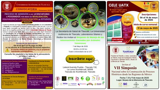 Cartelera de la Universidad Autónoma de Tlaxcala al lunes 5 de mayo de 2025