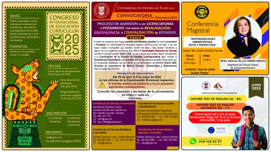 Cartelera de la Universidad Autónoma de Tlaxcala al viernes 9 de mayo de 2025