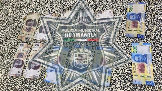 Asegura policía municipal de Huamantla a sujeto con billetes presuntamente falsos