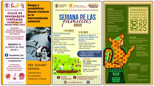 Cartelera de la Universidad Autónoma de Tlaxcala al lunes 12 de mayo de 2025