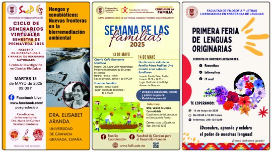 Cartelera de la Universidad Autónoma de Tlaxcala al martes 13 de mayo de 2025