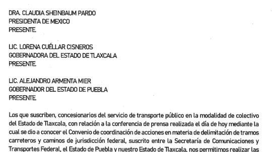 Agradecen transportistas apoyo de gobiernos de Puebla y Tlaxcala