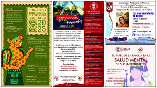 Cartelera de la Universidad Autónoma de Tlaxcala al viernes 16 de mayo de 2025