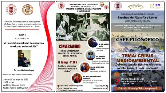 Cartelera de la Universidad Autónoma de Tlaxcala al jueves 29 de mayo de 2025