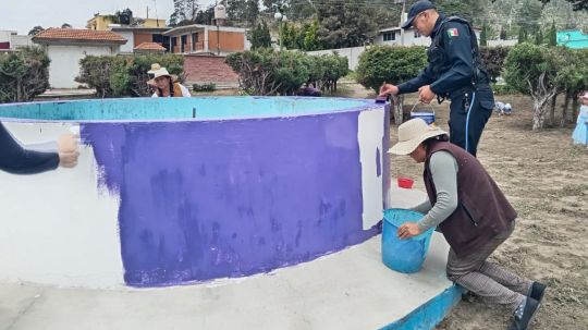 Policía de Huamantla, Mujeres Tejedoras Por La Patria y vecinos se unen para rescatar espacios públicos