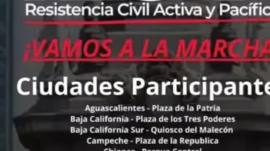 Convocan a marcha nacional de Resistencia Civil Activa y Pacífica en 27 estados contra elección judicial