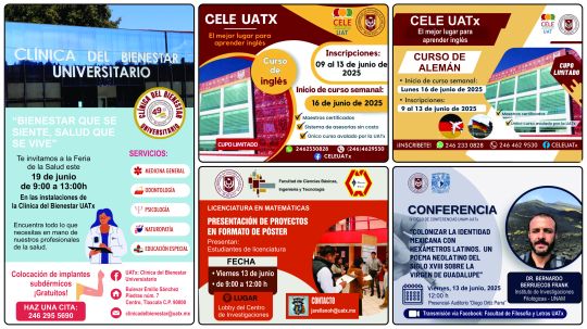 Cartelera de la Universidad Autónoma de Tlaxcala al viernes 13 de junio de 2025